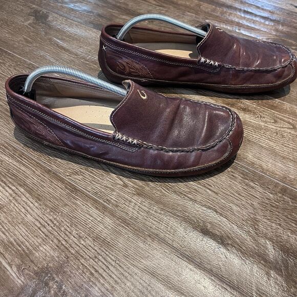 Olukai Lokahi Shoes Mens Size 13 Brown Leather Slip On Loafers Comfort Casual - Picture 1 of 16